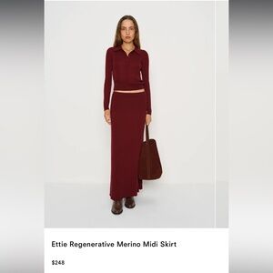 Reformation Ribbed Maxi Skirt in Deep Burgundy Medium